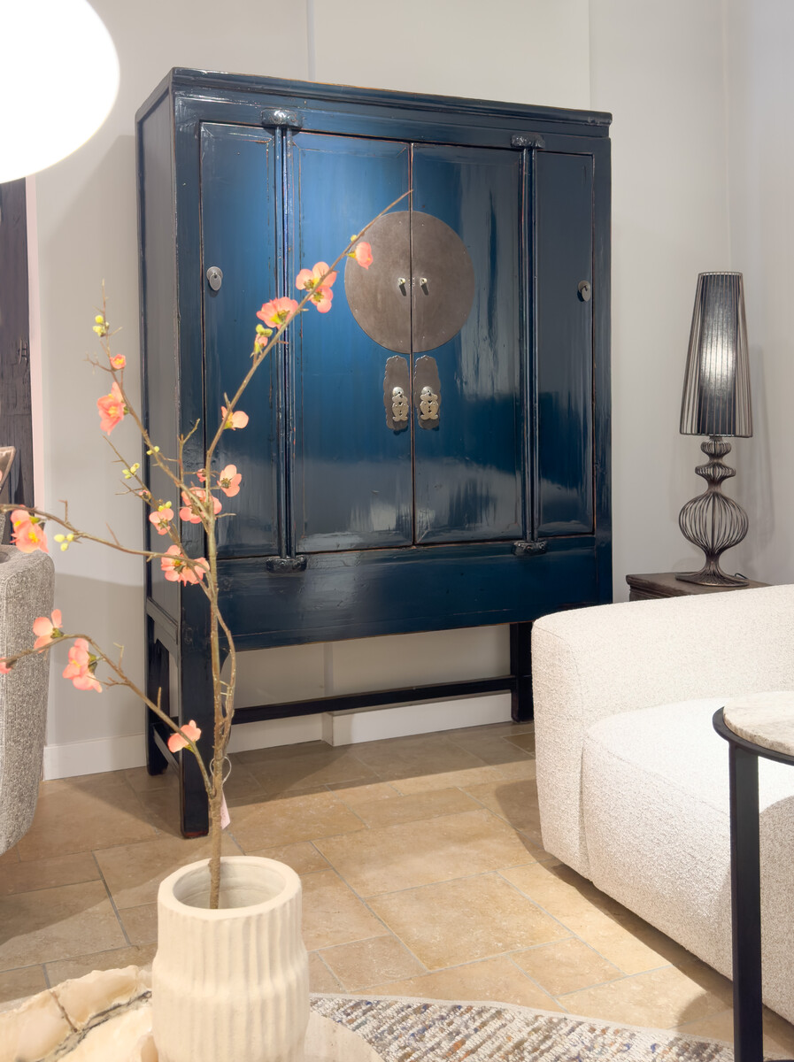 Antieke Blauwe Chinese kast