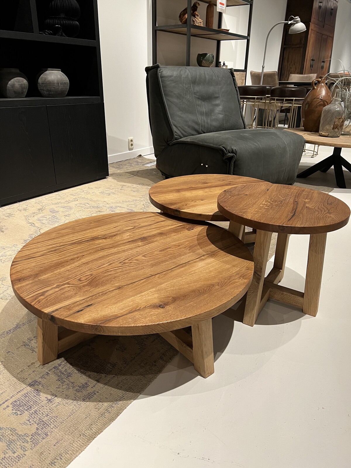 Eiken houten salontafel set