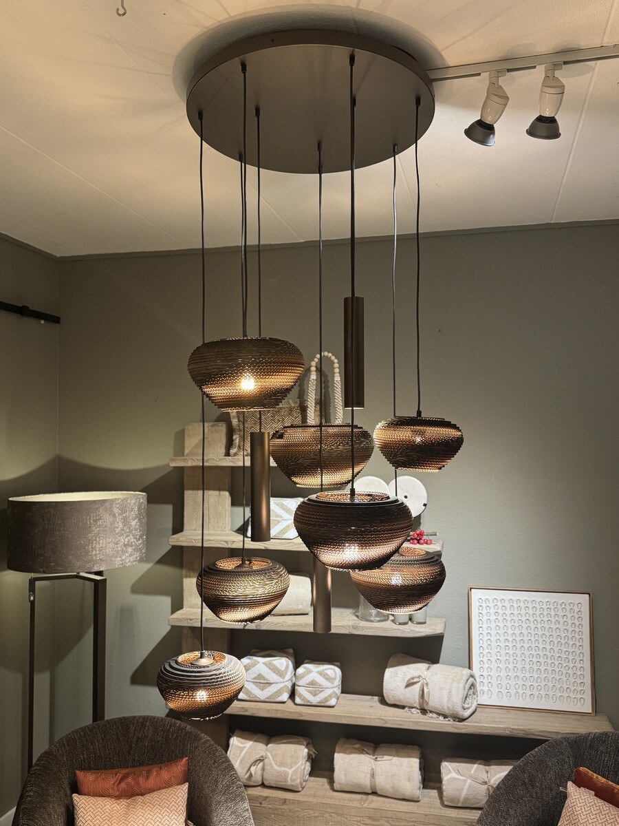 Hanglamp Cartone 10-lichts Cacao Rond 70cm