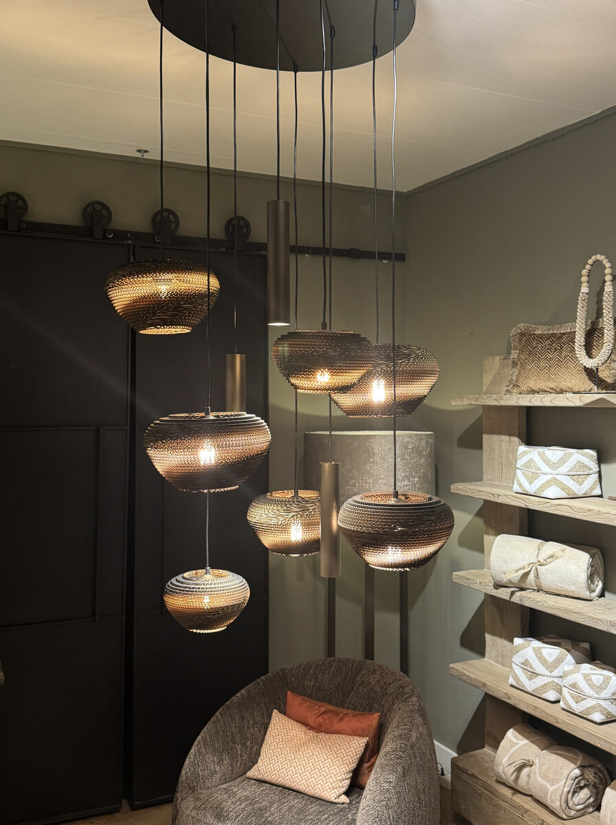 Hanglamp Cartone 10-lichts Cacao Rond 70cm