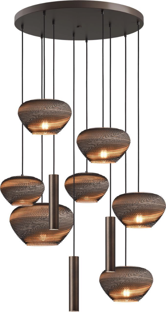 Hanglamp Cartone 10-lichts Cacao Rond 70cm
