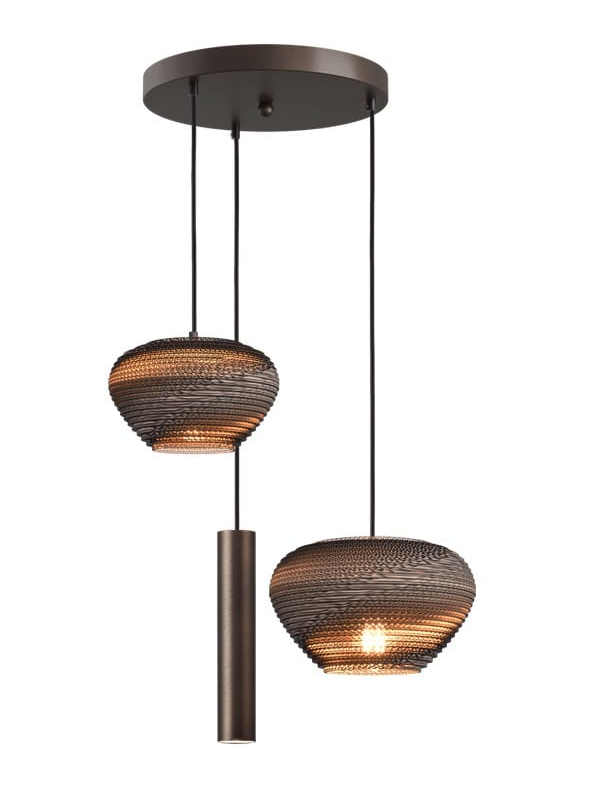 Hanglamp Cartone 3-lichts Cacao Rond 35 cm