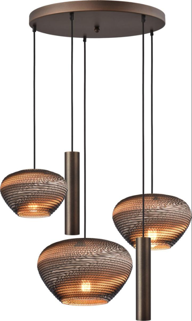 Hanglamp Cartone 5-lichts Cacao Rond 50cm