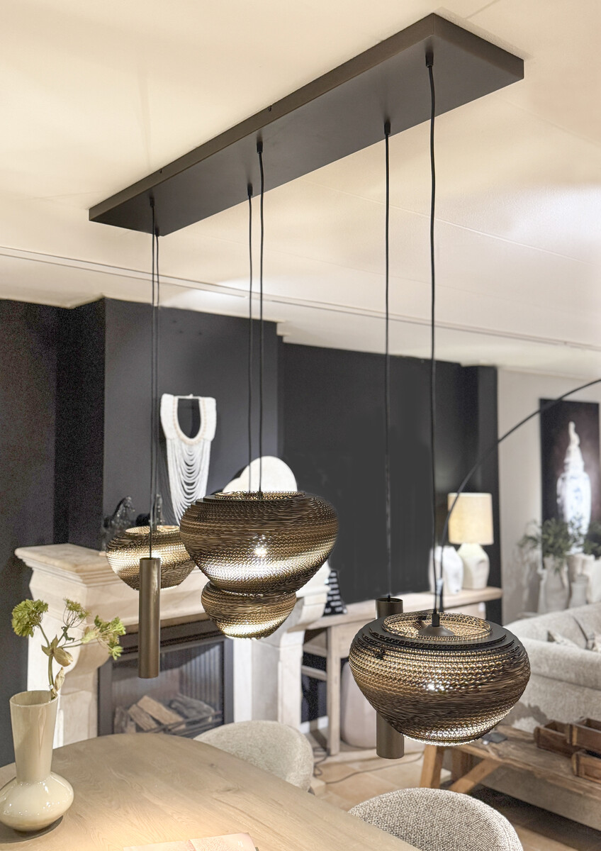 Hanglamp Cartone 6-lichts Cacao recht 130cm