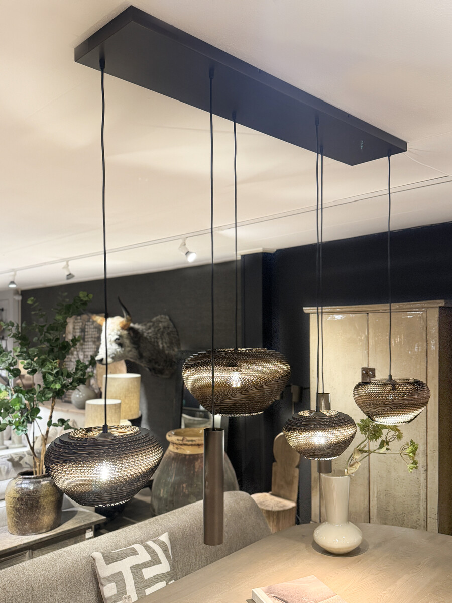 Hanglamp Cartone 6-lichts Cacao recht 130cm