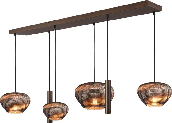 Hanglamp Cartone 6-lichts Cacao recht 130cm