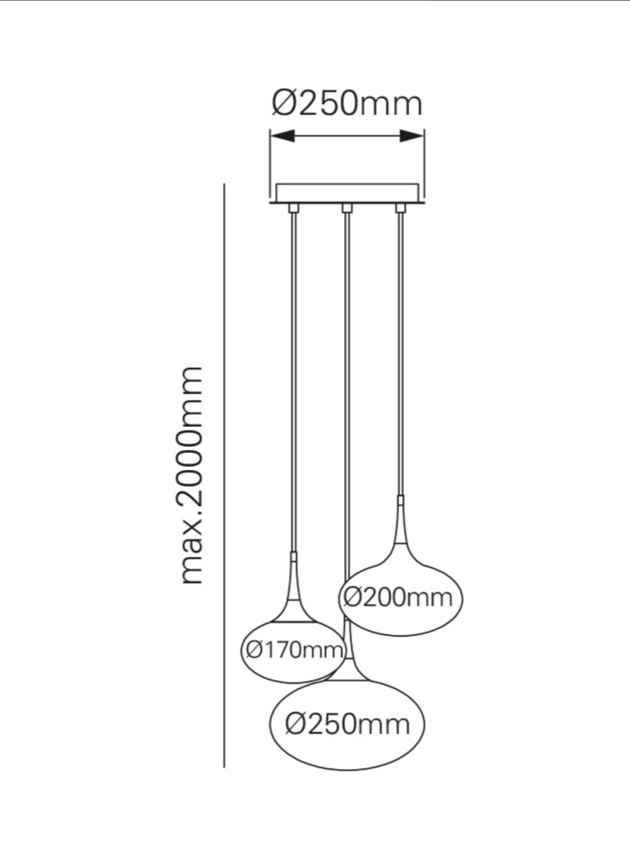 HANGLAMP PARADISO ROND 3-LICHTS G9 OPAAL