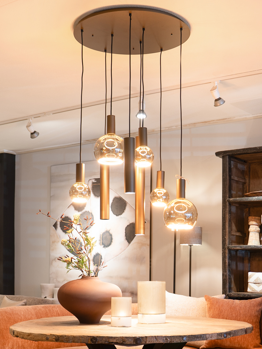 Hanglamp Riva rond Ø70cm 8-lichts Platinum