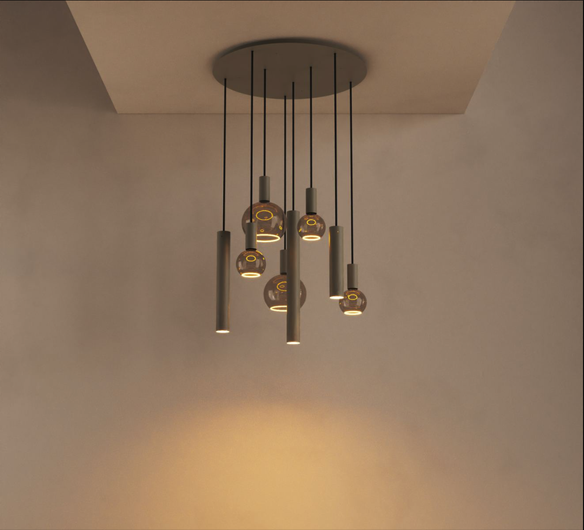 Hanglamp Riva rond Ø70cm 8-lichts Platinum