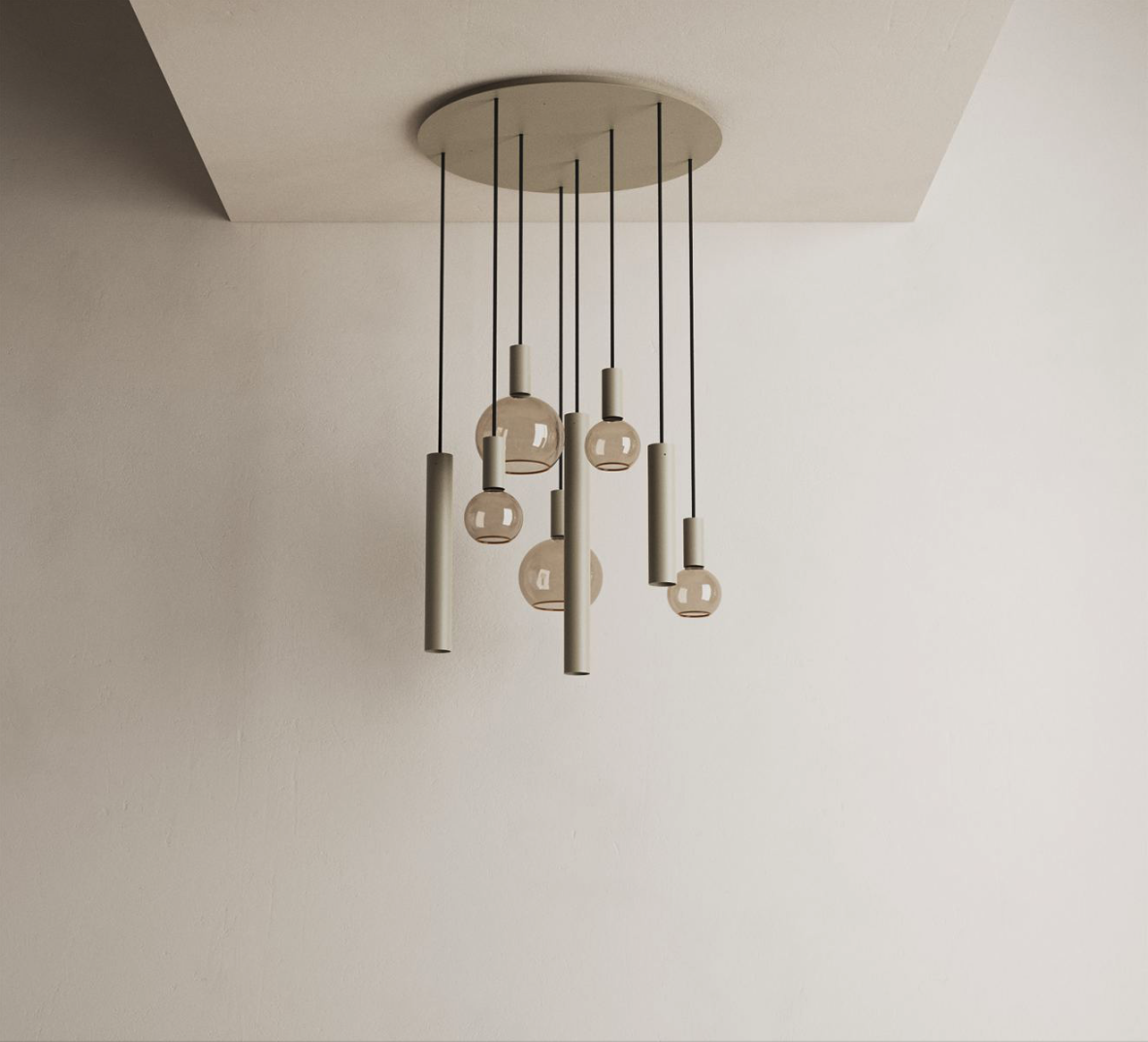 Hanglamp Riva rond Ø70cm 8-lichts Platinum