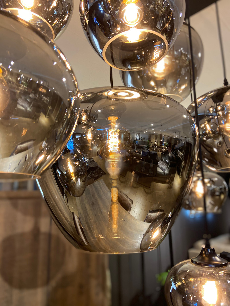 Rationalisatie geluk Ramen wassen Hanglamp Sphere Metallic Smoke BULBS 10x Mondgeblazen S, M en L -  Verlichting - Collectie - Looiershuis