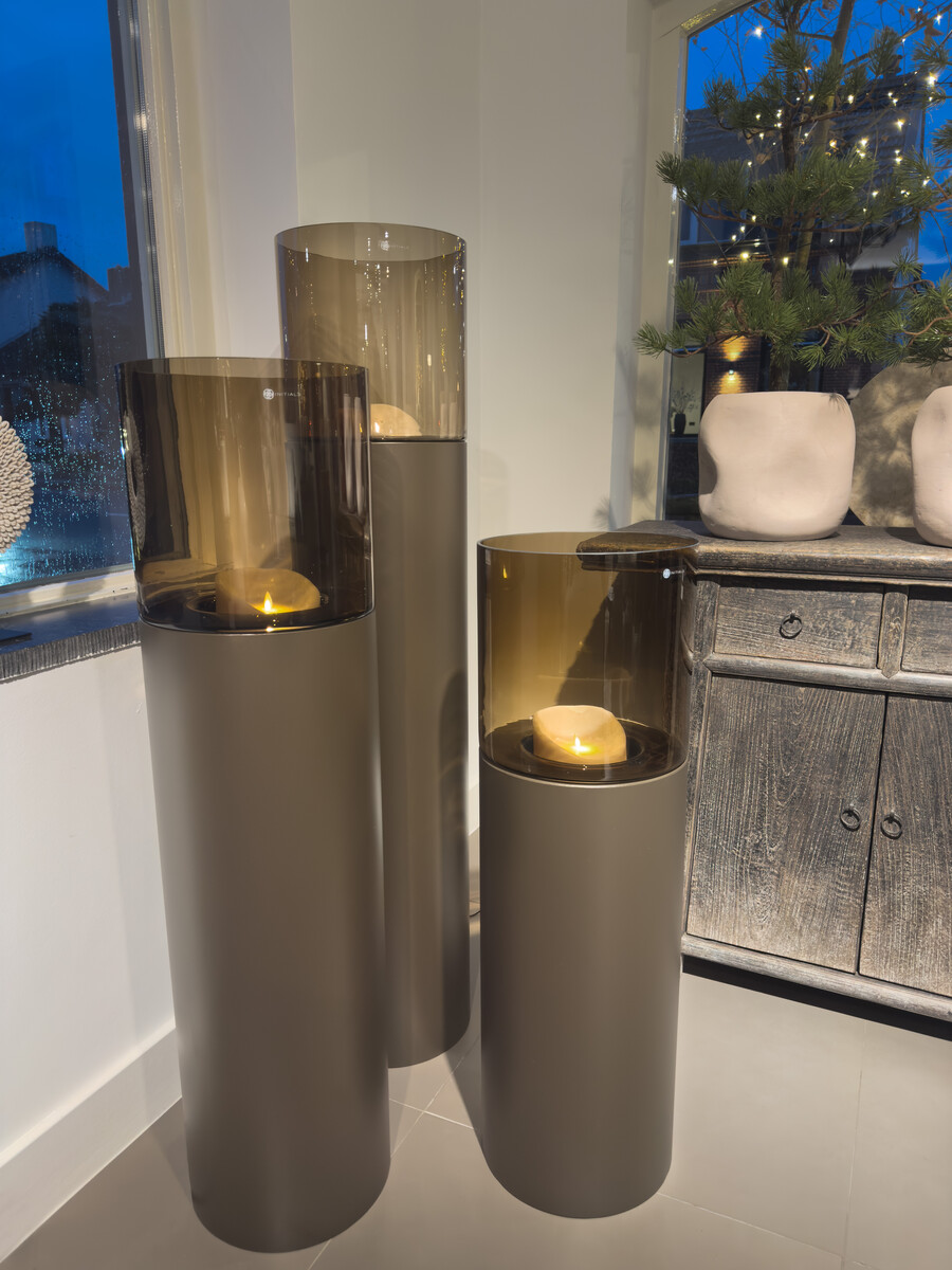 Hurricane Stand Set 3 stuks - Solid Metallic Brown & Topaz Glass