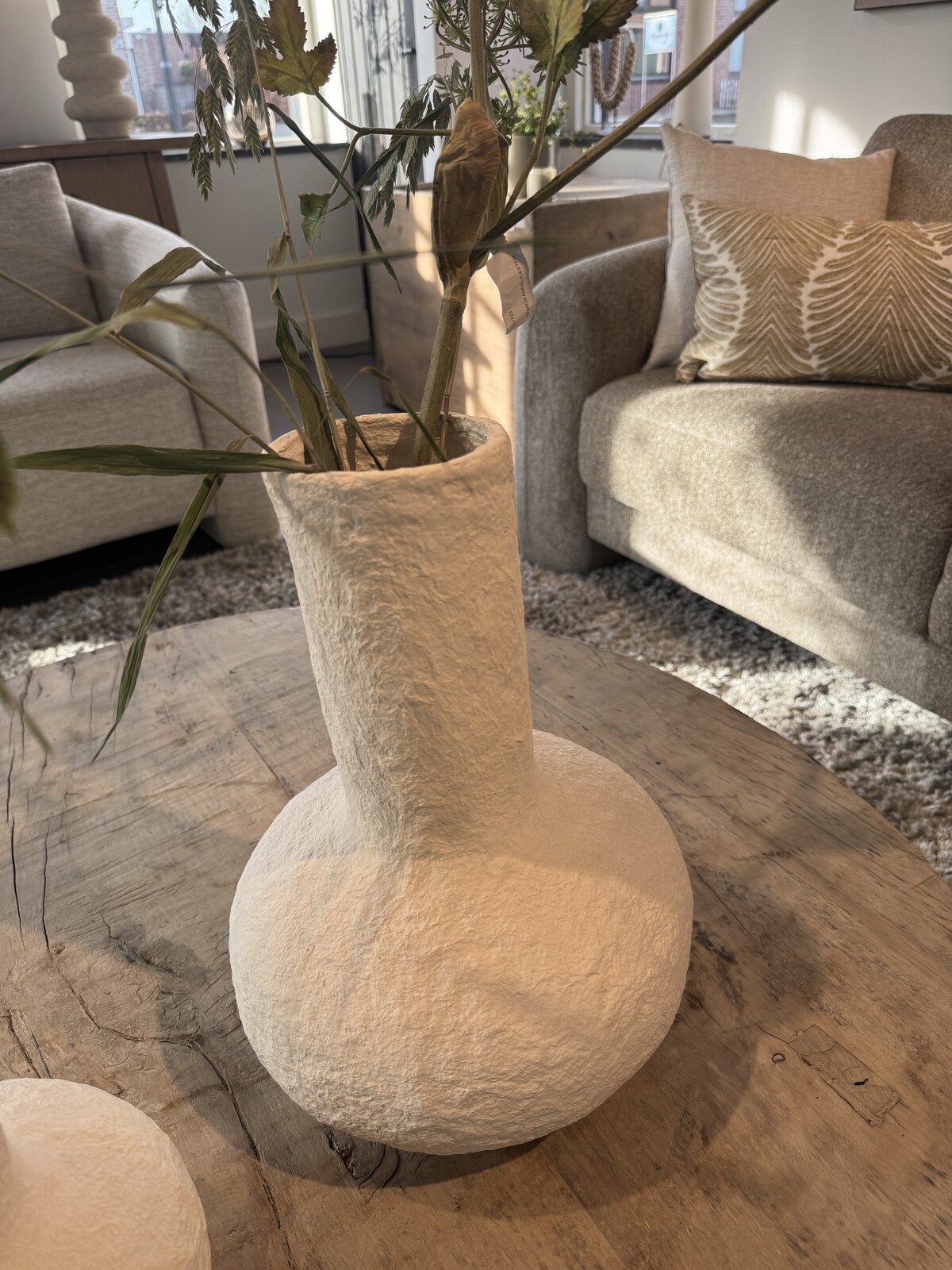 Kalebas vaas off white structuur Large