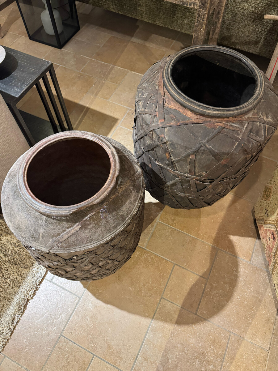 Kruik met vlechtwerk Small Dark Brown
