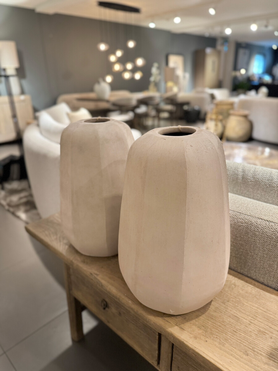 Langwerpige 'Pumpkin' Pot Large Light Taupe