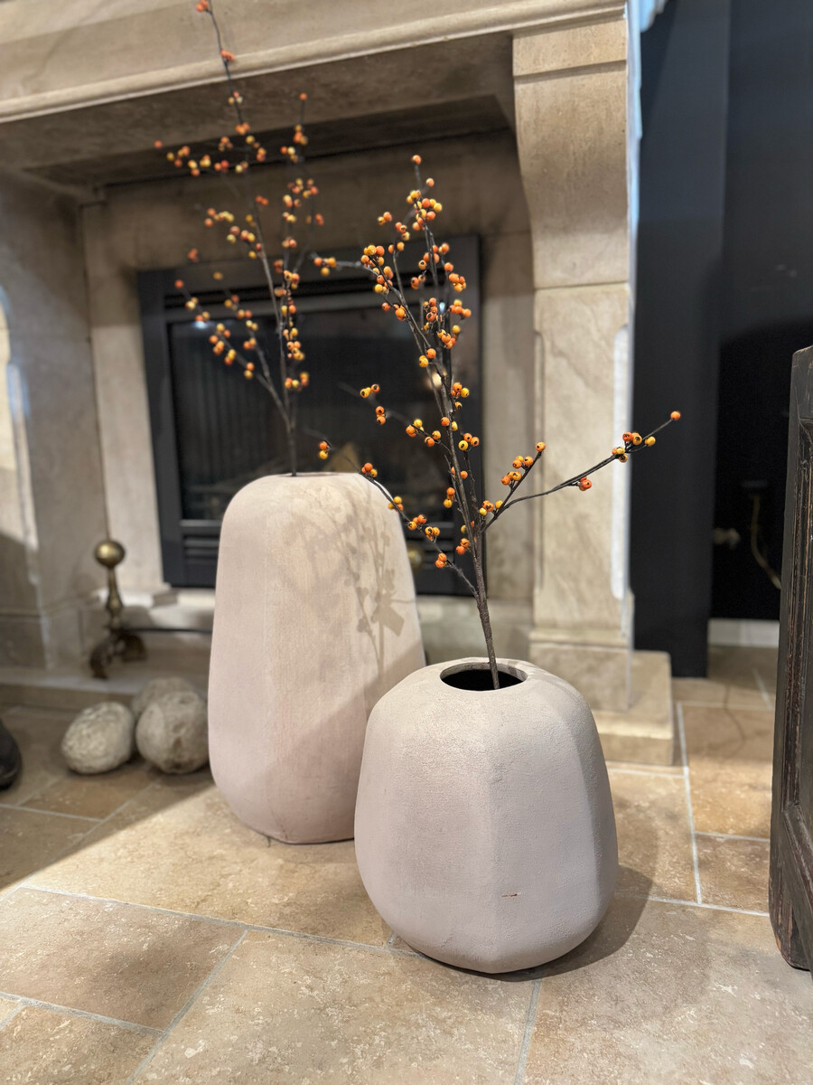 Langwerpige 'Pumpkin' Pot Small Light Taupe