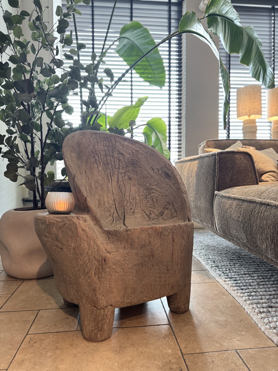 Mini Throne van massief iepenhout