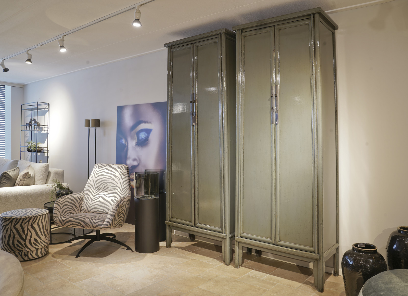 Oriëntaalse Lacquer kast Babs donker groen