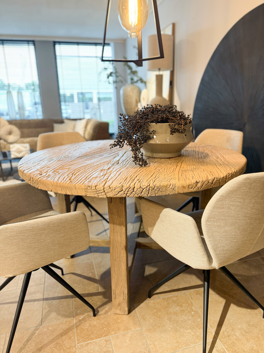 Ronde tafel van massief Iepenhout