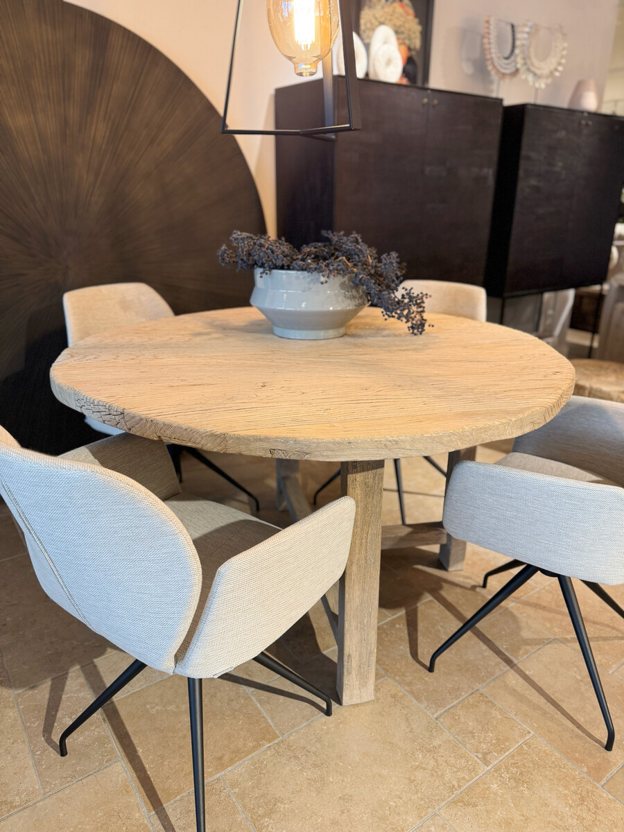 Ronde tafel van massief Iepenhout