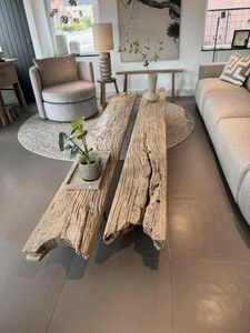 Salontafel robuust verweerd elmwood