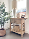 Wandtafel iepenhout naturel met 1 lade en 1 legplank