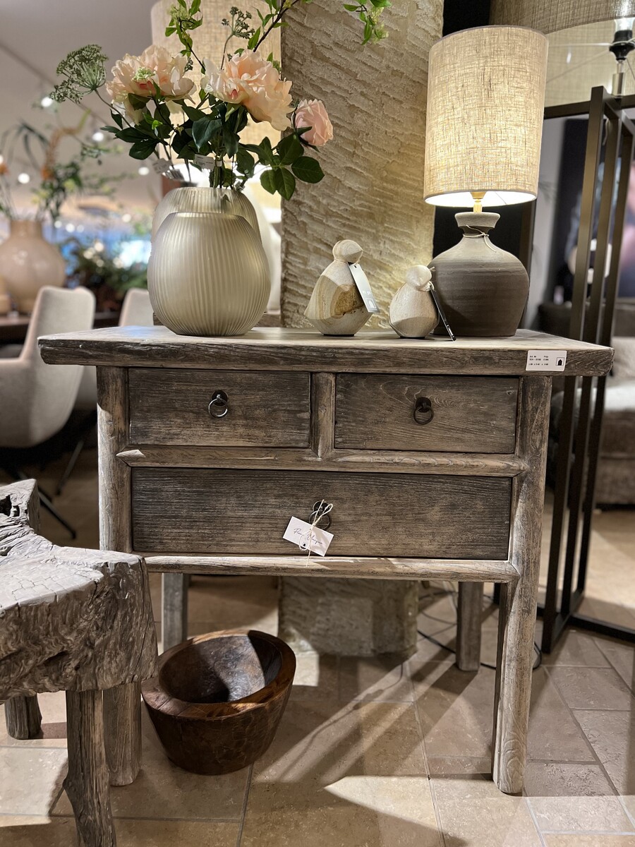 Wandtafel iepenhout naturel met 3 lades