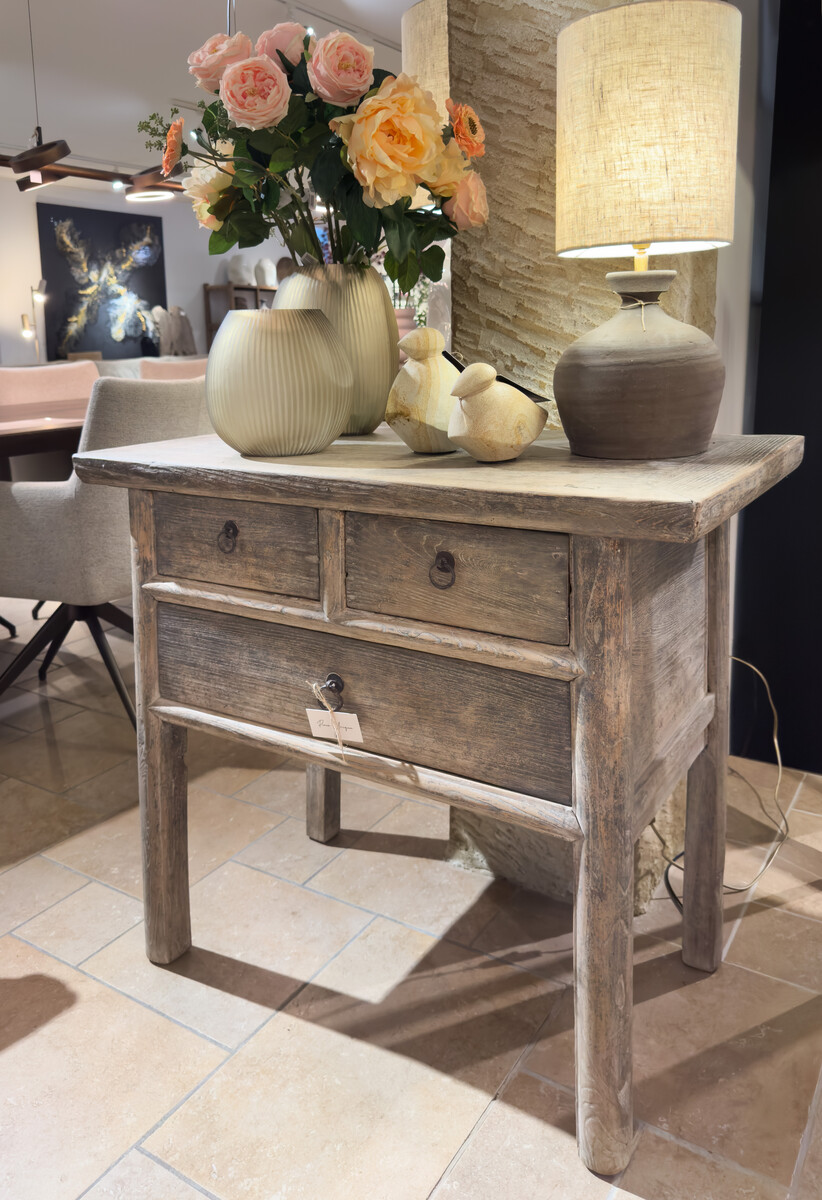 Wandtafel iepenhout naturel met 3 lades