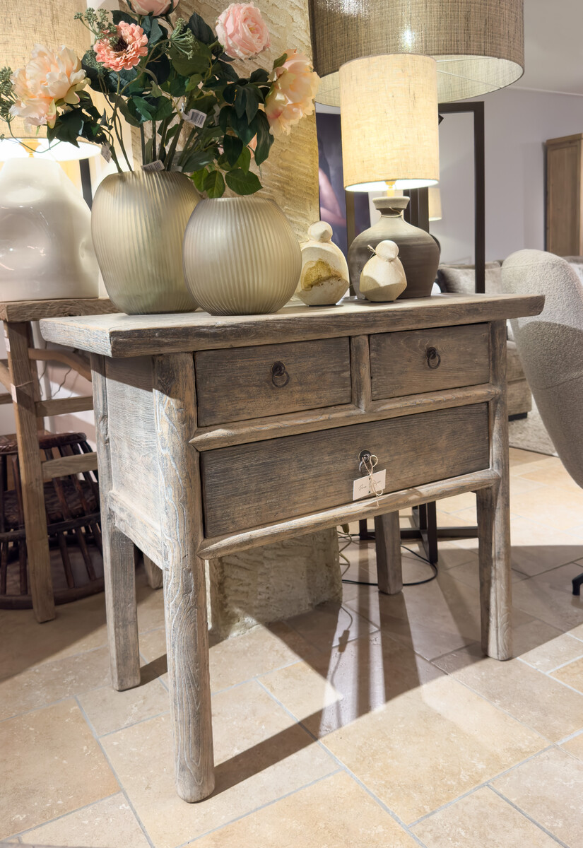 Wandtafel iepenhout naturel met 3 lades